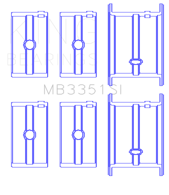 King Engine Bearings - King Bearings MB3351SI MAIN Bearing SET for FORD FH 8BA 1948-53