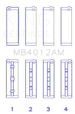 King Engine Bearings - King Bearings MB4012AM Main Bearings 1/2 Groove Std for Toyota 5VZFE
