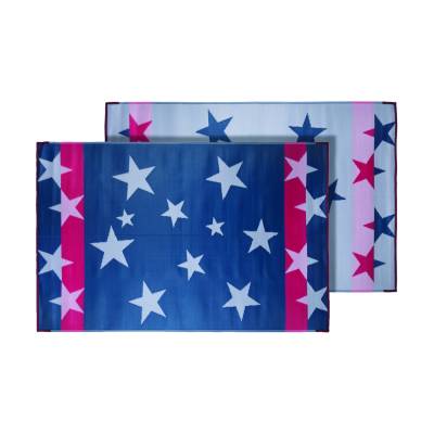 Faulkner - Faulkner 68865 Reversible RV Patio Mat Stars N' Stripes Design 68"x36"