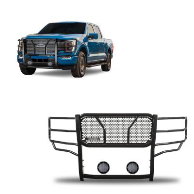Black Horse Off Road - Black Horse RU-FOF116-B-PLFB HD Grille Guard w/5.3" LEDs for 21-25 Ford F150