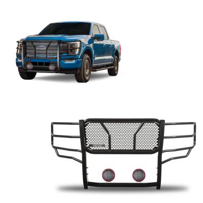 Black Horse Off Road - Black Horse RU-FOF116-B-PLFR HD Grille Guard w/5.3" LEDs for 21-25 Ford F150