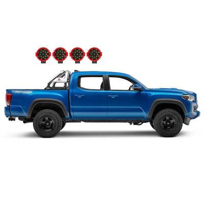 Black Horse Off Road - Black Horse RB005SS-PLR Classic Roll Bar w/7.0" Red LED SS for Canyon/Colorado