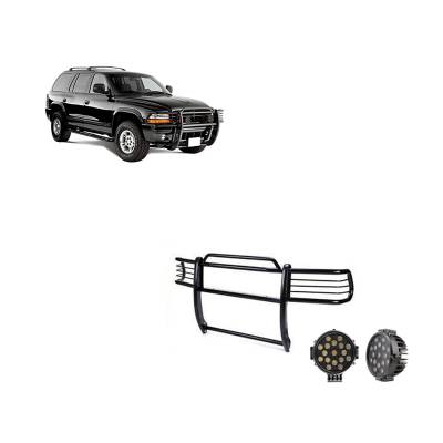 Black Horse Off Road - Black Horse 17BH23MA-PLB Black Grille Guard w/LED for Dodge Dakota & Durango