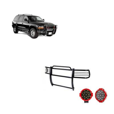 Black Horse Off Road - Black Horse 17BH23MA-PLR Black Grille Guard w/LED for Dodge Dakota/Durango