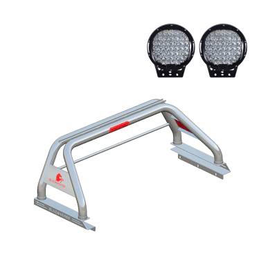 Black Horse Off Road - Black Horse RB09SS-PL69B Classic Roll Bar w/9" Black LED SS 20-25 Jeep Gladiator