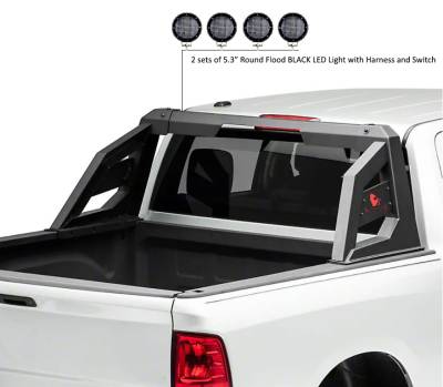 Black Horse Off Road - Black Horse ARB-NIFRB-PLFB Amour Roll Bar Kit 5.3" LED's for 05-21 Frontier