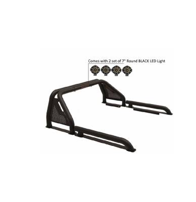 Black Horse Off Road - Black Horse GLRB-07B-PLB Roll BarW/7.0"Blk LED Light for 19-24 Ranger