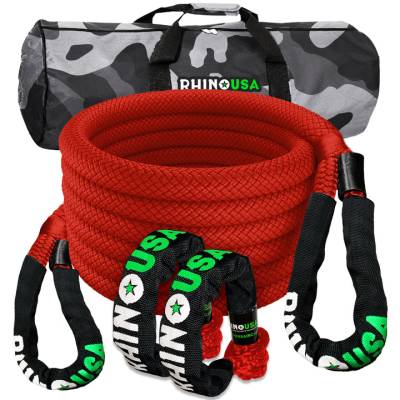 Rhino USA - Rhino USA RG-KRKIT78X30-RED Red 7/8x30' Kinetic Recovery Kit w/Soft Shackles Red