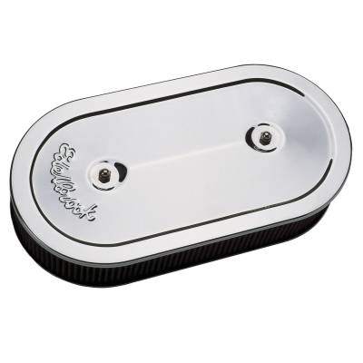Edelbrock - Edelbrock 1235 Pro-Flo Chrome Oval Air Cleaner Dual-Quads 2.5" Cotton Element