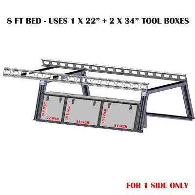 Black Horse Off Road - Black Horse Off Road CSFRHD8BTX1 Base K2 Over Cab Rack w/Tool Box