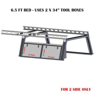 Black Horse Off Road - Black Horse Off Road CSFRHD65BTX2 Base K2 Over Cab Rack w/Tool Box