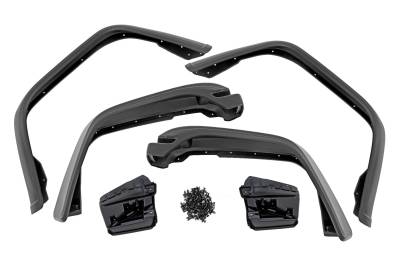 Rough Country Suspension Systems - Rough Country A-J02022 Black WF1 Flat Style Fender Flares for 20-26 Gladiator JT
