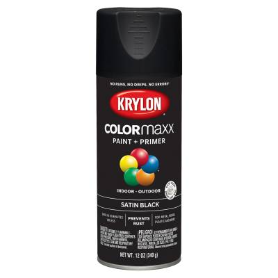 Krylon - Krylon 5557 COLORmaxx Paint + Primer Satin Black 12oz