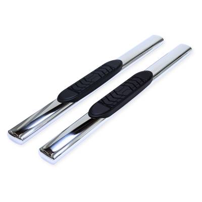 TrailFX - TrailFX A7036S 5" Oval Straight Side Bars Polished Steel Rocker Panel Mount