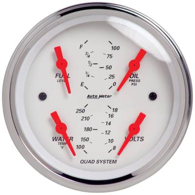 AutoMeter - AutoMeter 1312 Arctic White Quad Gauge 100 PSI/100-250 -DEG F/8-18V/240-33Ohm