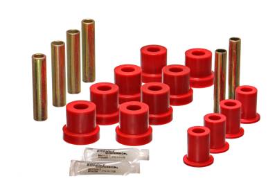 Energy Suspension - Energy Suspension 3.2131R Leaf Spring Bushing Set Front Polyurethane Red