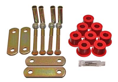 Energy Suspension - Energy Suspension 3.2135R Heavy Duty Shackle Set Front/Rear Polyurethane Red