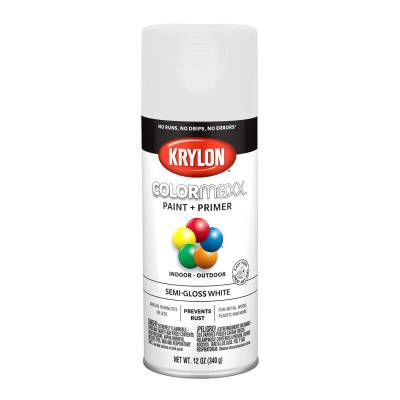 Krylon - Krylon 5580 COLORmaxx Paint + Primer 12oz Semi-gloss White