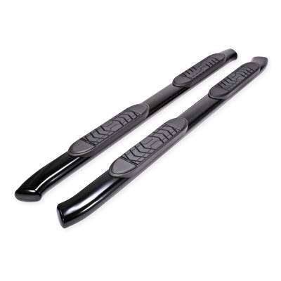 TrailFX - TrailFX A7085B 5" Oval Bent Nerf Bars Black Steel w/Step Pads