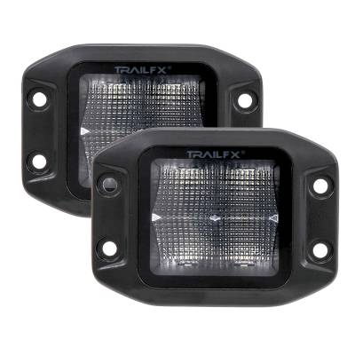 TrailFX - TrailFX 2X2FMBKF2 2x2 LED Flush Mount Light 4 LEDs 10W Clear Lens Black Housing