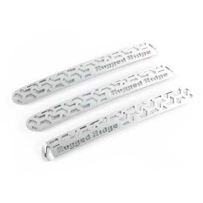 Rugged Ridge - Rugged Ridge 13311.50 Elite Door Handle Inserts Brushed Tread 07-18 JK 2DR