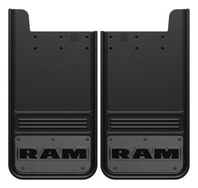 Gatorback - Gatorback GM1223RT 12"x23" Universal Black Mud Flaps for RAM Text Logo