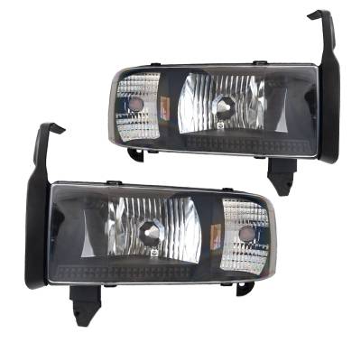 Winjet - Winjet CHWJ-0292-B Black/Clear Crystal Headlights for Dodge RAM 1500/2500/3500