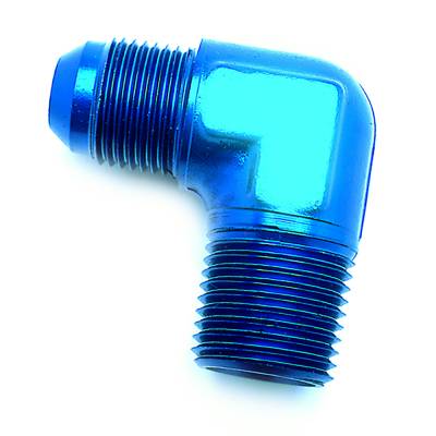 SpeedFx - SpeedFX 560682 Adapter Fitting 90-DEG Flare -6AN x 1/4 NPTF Blue Anodized Alu EA