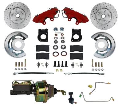 Leed Brakes - Leed Brakes RFC0001-H405MX Power Front Kit w/Drilled Rotors & Red Calipers