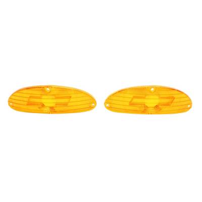 Trim Parts - Trim Parts A1026 1955 Full-Size Chevrolet Amber Parking Light Lens w/Bowtie PAIR