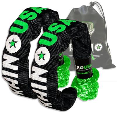 Rhino USA - Rhino USA SFTSHACK38-GRN-2 Green Synthetic Soft Shackle 2pk 3/8"x22"