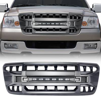 AMERICAN MODIFIED - AMERICAN MODIFIED AMFMAA00113 Armor Grille w/LED Off-Road Lights Matte Black