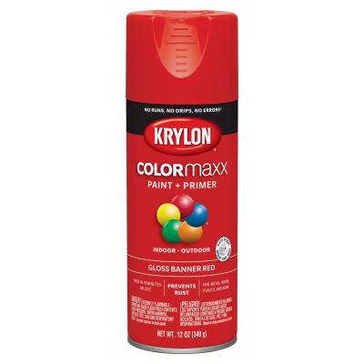 Krylon - Krylon 5503 COLORmaxx Paint + Primer 12oz Gloss Banner Red