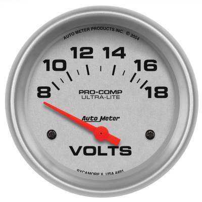 AutoMeter - AutoMeter 4491 Ultra-Lite Air Core Volt Meter Gauge 8-18V 2-5/8"