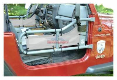 Steinjager - Steinjager Mesh Tube Door Covers Front-Gray for Wrangler TJ J0041628