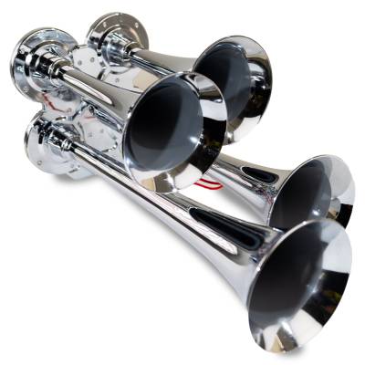 Kleinn Automotive Accessories - Kleinn Automotive 141 Chrome Compact Quad Air Horns 1/4" OD Air Line Input