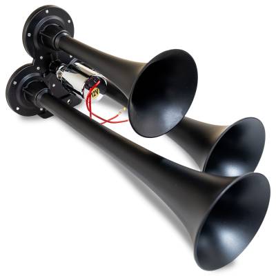 Kleinn Automotive Accessories - Kleinn Automotive 130-1 Black Triple Air Horns 307 Air w/1/4" OD Airline Input