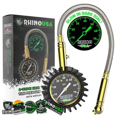 Rhino USA - Rhino USA GRLA-GAUGE-75 75 Psi Analog Heavy Duty Tire Pressure Gauge