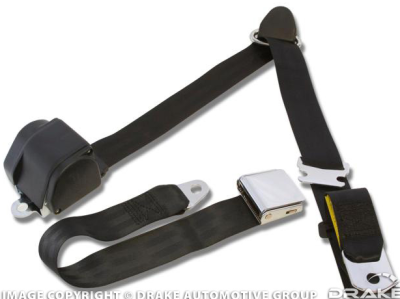 Scott Drake - Scott Drake SB-3P-BK 64-73 Ford Mustang Seat Belt
