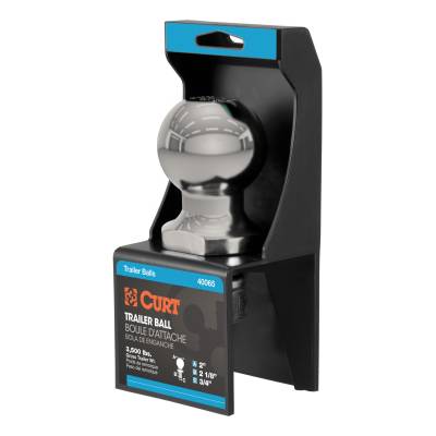 CURT - CURT 40082 2" Trailer Ball 3/4" x 2-1/8" Shank 3500 lbs Stainless Packaged