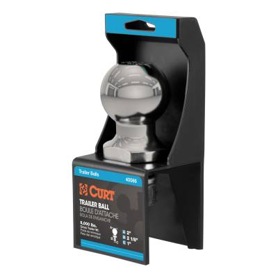 CURT - CURT 40083 2" Trailer Ball 1" x 2-1/8" Shank 6000 lbs Stainless Packaged