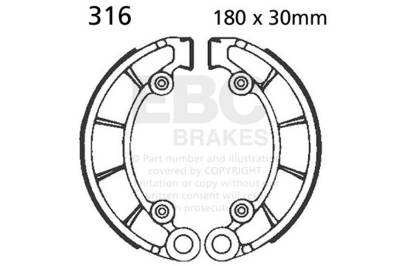 EBC Motorcycle Brakes - EBC Motorcycle Brakes 316 Plain Motorcycle Replacement Brake Shoes