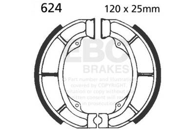 EBC Motorcycle Brakes - EBC Motorcycle Brakes 624 Plain Motorcycle Replacement Brake Shoes