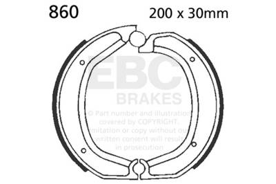 EBC Motorcycle Brakes - EBC Motorcycle Brakes 860 Plain Motorcycle Replacement Brake Shoes