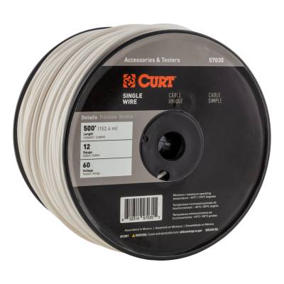 CURT - CURT 57035 Automotive Primary Wire White 500' Spool