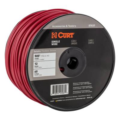 CURT - CURT 57037 Automotive Primary Wire Red 500' Spool