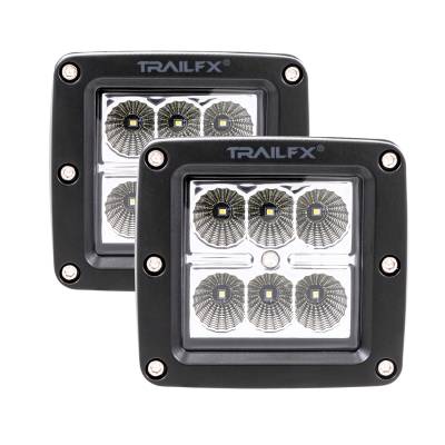 TrailFX - TrailFX 3X2F2 LED 6-Bulb Clear High Intensity 3" Pod Light Pair w/Mounts/Harness