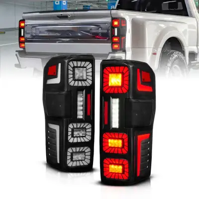 Anzo USA - ANZO USA 311492X Black LED Sequential Tail Light Set 23-26 Ford F250/F350 SD