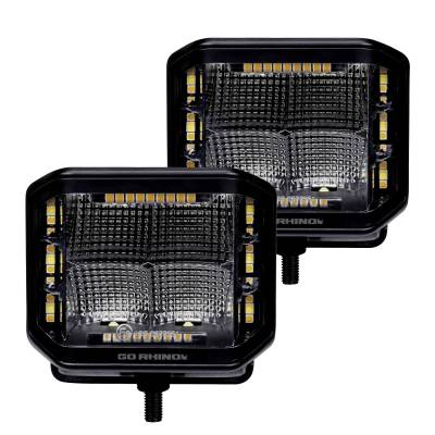 Go Rhino - Go Rhino 750700322FCS Blackout Series Sideline LED Cube Flood Light Kit