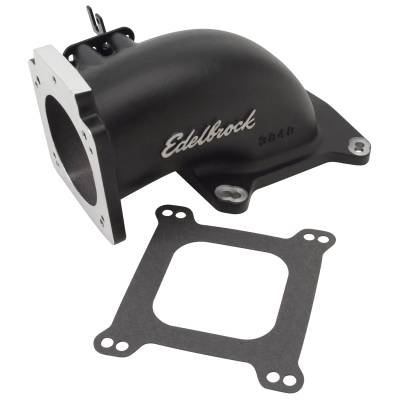 Edelbrock - Edelbrock 38483 Throttle Body Intake Elbow 90mm TB To 4150 Flange Black